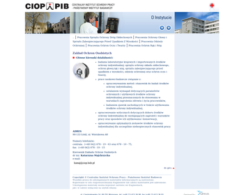 Centralny Instytut Ochrony Pracy Zakład Ochron Osobistych_
