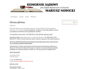 Komornik Sądowy przy Sądzie Rejonowym w Cieszynie MARIUSZ NOWICKI Kancelaria Komornicza w Cieszynie_