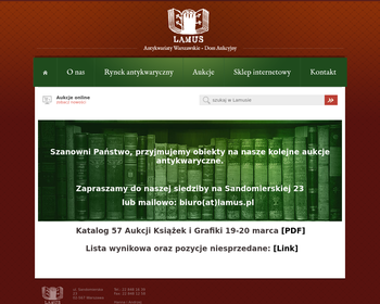 Lamus  Antykwariaty Warszawskie  Dom Aukcyjny_