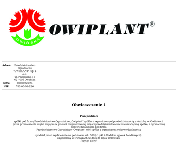 Przedsiębiorstwo Ogrodnicze OWIPLANT Sp  z o o_
