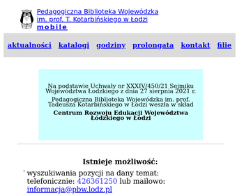 Pedagogiczna Biblioteka Wojewódzka im  prof  T  Kotarbińskiego w Łodzi - Filia w Łęczycy_