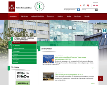 Politechnika Łódzka - Wydział Biotechnologii i Nauk o Żywności - Instytut Chemicznej Technologii Żywności_