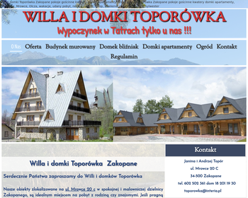 Willa i domki Toporówka Zakopane_ wczasy w Zakopanem