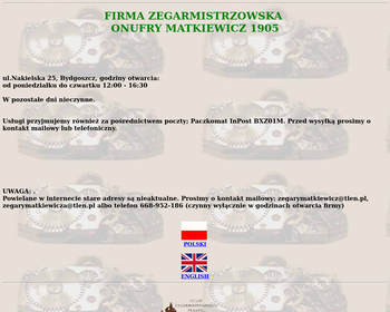 Zegarmistrz - Firma Onufry Matkiewicz 1905_